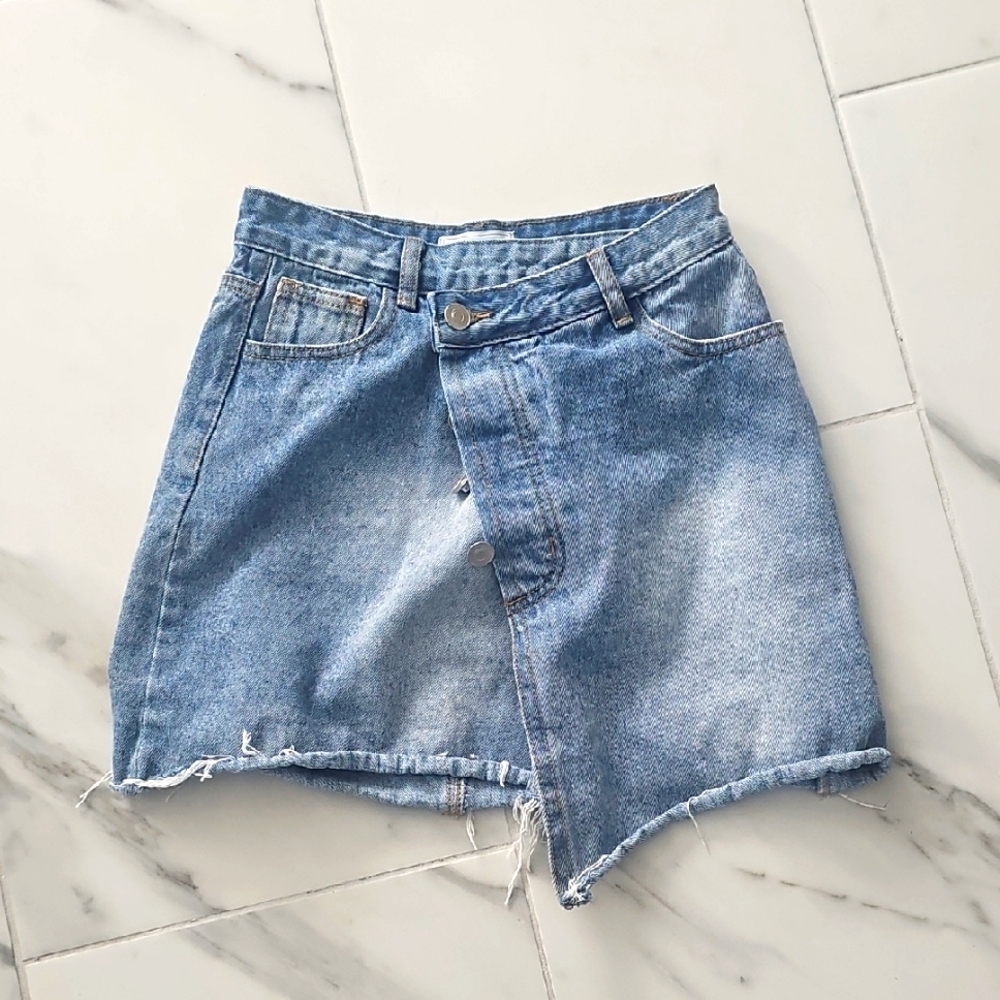 Denim Asymmetrical Skirt xs by sage